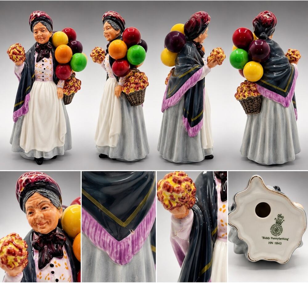 Royal Doulton Biddy Pennyfarthing HN1843 Balloon Lady Figurine - England-Chipped